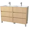 Image de Meuble de salle de bains double vasque avec 6 tiroirs bois naturel 120