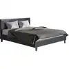 Image de Lit en simili cuir noir 140 x 190 cm