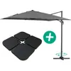 Image de Parasol déporté carré aluminium gris 3x3 m