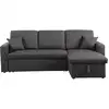 Image de Canapé d'angle convertible 3 places en tissu gris