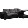 Image de Canapé d'angle convertible 3 places en lin - 240g/m² noir/gris