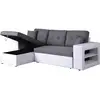 Image de Canapé d'angle convertible 3 places en lin - 240g/m² blanc/gris