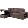 Image de Canapé d'angle convertible 3 places en tissu taupe