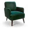 Image de Fauteuil rétro en velours pieds bois foncé - vert forêt