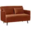 Image de Canapé convertible 2 places en velours pieds bois foncé - rouille