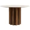 Image de Table à manger 4 personnes ronde en marbre/bois massif - blanc ivoire