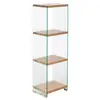 Image de Bibliothèque h. 125 cm en verre trempé et 3 étagères décor chêne