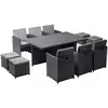 Image de Table et chaises 10 places encastrables en résine noir-gris