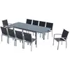 Image de Table de jardin extensible et 10 chaises alu-toile pvc gris