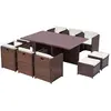 Image de Table et chaise 10 places encastrables alu résine marron-blanc