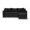 Image de Canapé d'angle convertible coffre noir en simili microfibre - noir