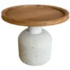Image de Table basse en bois de pin naturel et acier blanc