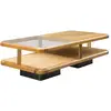 Image de Table basse rectangulaire style contemporain en chêne et verre beige