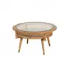 Image de Table basse ronde style contemporain en chêne et verre trempé beige