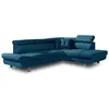 Image de Canapé d'angle droit convertible 5 places avec têtières bleu