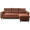 Image de Canapé d'angle réversible convertible 4 places en microfibre marron