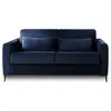Image de Canapé convertible express 3 places en velours matelas 12 cm bleu nuit