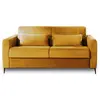 Image de Canapé convertible express 3 places en velours matelas 12 cm jaune