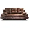 Image de Canapé droit convertible 3 places avec coffre en microfibre marron