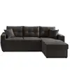 Image de Canapé d'angle réversible convertible 4 places en velours gris foncé