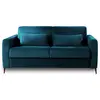 Image de Canapé convertible 3 places en velours matelas 12 cm bleu canard