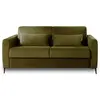 Image de Canapé convertible 3 places en velours matelas 12 cm vert olive