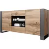 Image de Buffet bas 2 portes 2 tiroirs 2 niches 164cm bois et gris