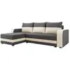 Image de Canapé d'angle réversible convertible 4 places en tissu noir / beige
