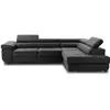 Image de Canapé d'angle droit convertible 5 places en velours gris foncé