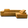 Image de Canapé d'angle droit convertible 5 places en velours jaune
