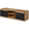 Image de Meuble tv 2 portes et 2 niches 120 cm noir / bois et bois