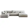 Image de Canapé panoramique d'angle gauche 7 places en tissu gris clair