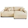 Image de Canapé d'angle convertible 4 places coffre en velours côtelé beige