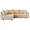 Image de Canapé d'angle gauche 4 places + pouf places en velours côtelé beige