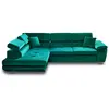 Image de Canapé d'angle gauche convertible avec coffre 5 places en velours vert