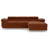 Image de Canapé d'angle droit convertible 6 places en velours côtelé terracotta