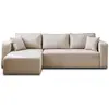Image de Canapé d'angle réversible convertible 4 places en tissu beige