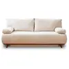 Image de Canapé droit convertible 3 places avec coffre en velours texturé beige