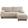 Image de Canapé droit convertible 4 places avec coffre en velours côtelé beige