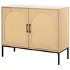 Image de Buffet bas cannage et effet bois 2 portes bois / noir