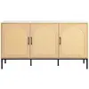 Image de Buffet bas cannage et effet bois 3 portes bois / noir