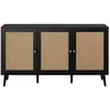 Image de Buffet bas noir et cannage 3 portes noir