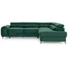 Image de Canapé d'angle droit convertible 5 places avec coffre en velours vert