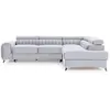 Image de Canapé d'angle droit convertible 5 places en velours gris clair