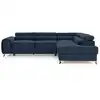 Image de Canapé d'angle droit convertible 5 places en velours bleu marine