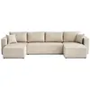 Image de Canapé panoramique 7 places convertible avec coffre en tissu beige