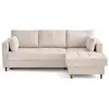 Image de Canapé d'angle droit convertible 4 places en velours texturé beige