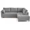 Image de Canapé d'angle droit 5 places convertible en velours texturé gris
