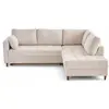 Image de Canapé d'angle droit 5 places convertible en velours texturé beige