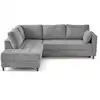 Image de Canapé d'angle gauche 5 places convertible en velours texturé gris
